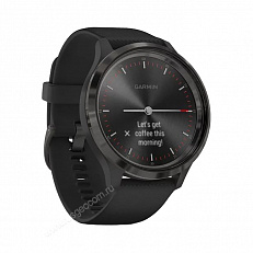 смарт Часы Garmin Vivomove 3 черные с черным силиконовым ремешком